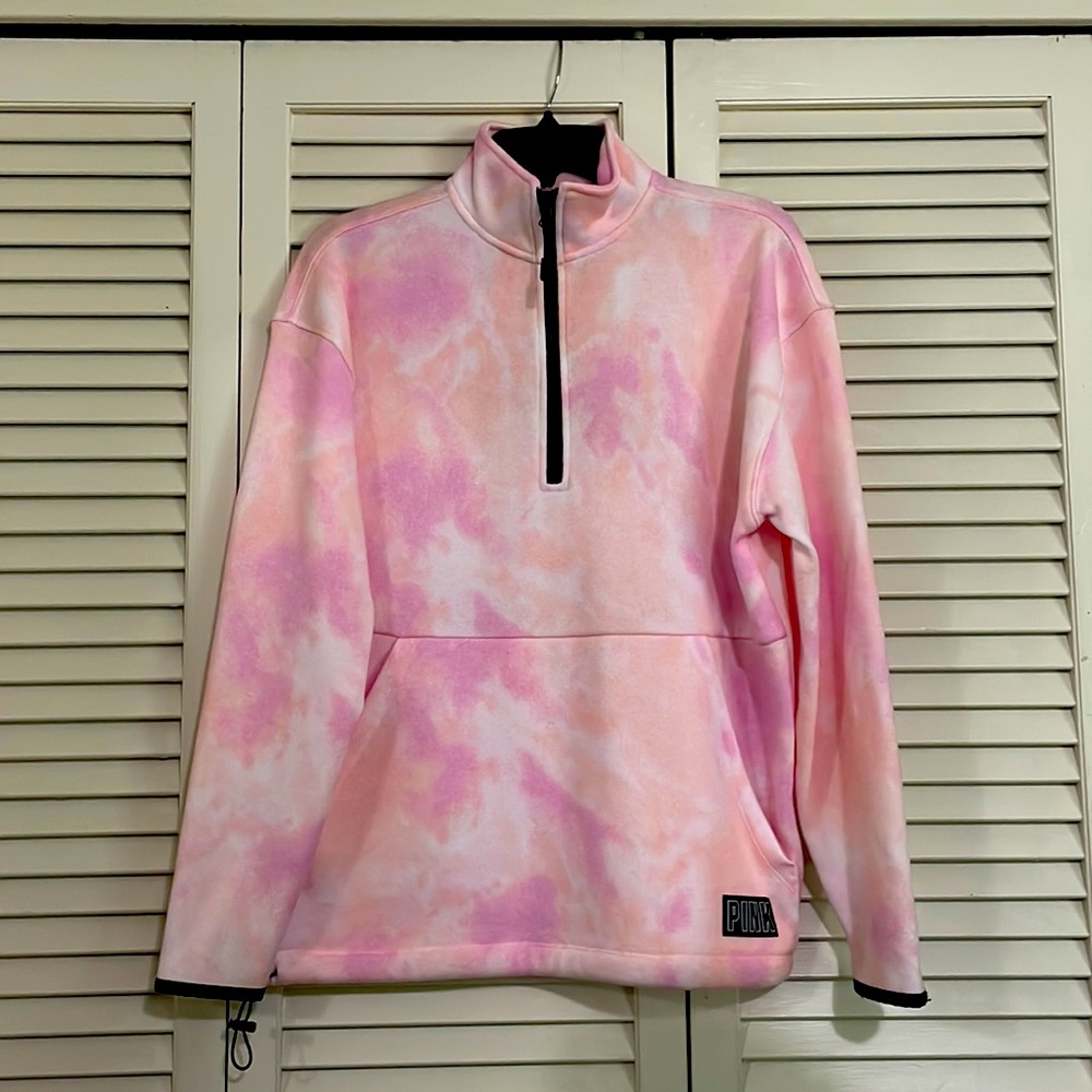 PINK, pink tie die sweatshirt, xs